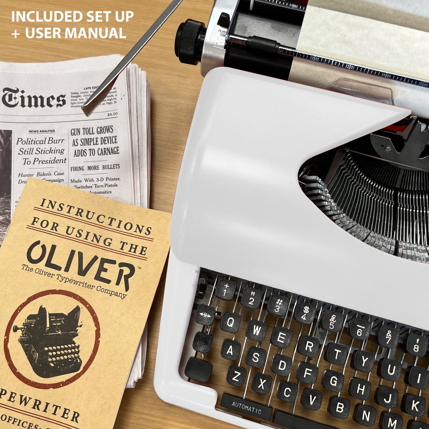 The Oliver Typewriter Company Legacy Manual Typewriter, White