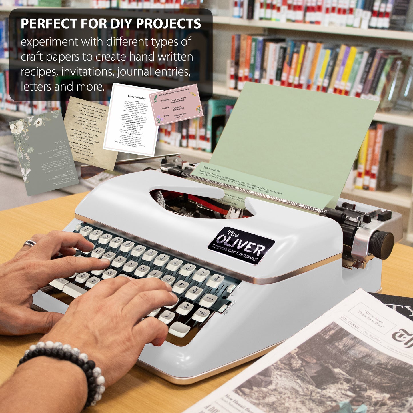 The Oliver Typewriter Company Timeless Manual Typewriter, White