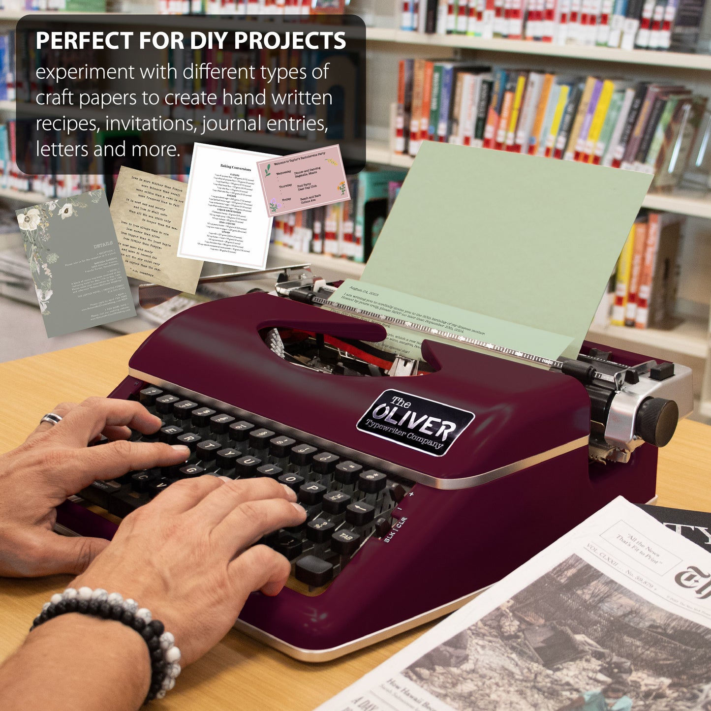 The Oliver Typewriter Company Legacy Manual Typewriter, Burgundy