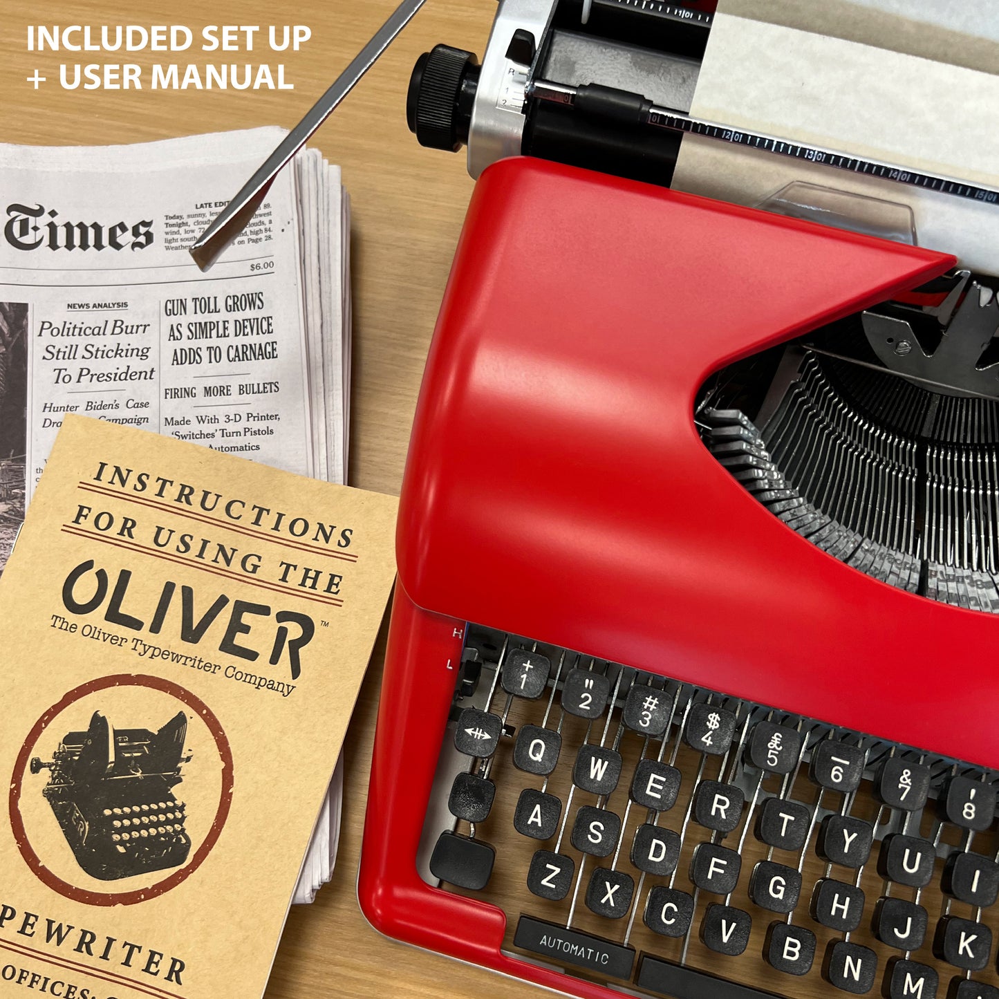 The Oliver Typewriter Company Legacy Manual Typewriter, Red