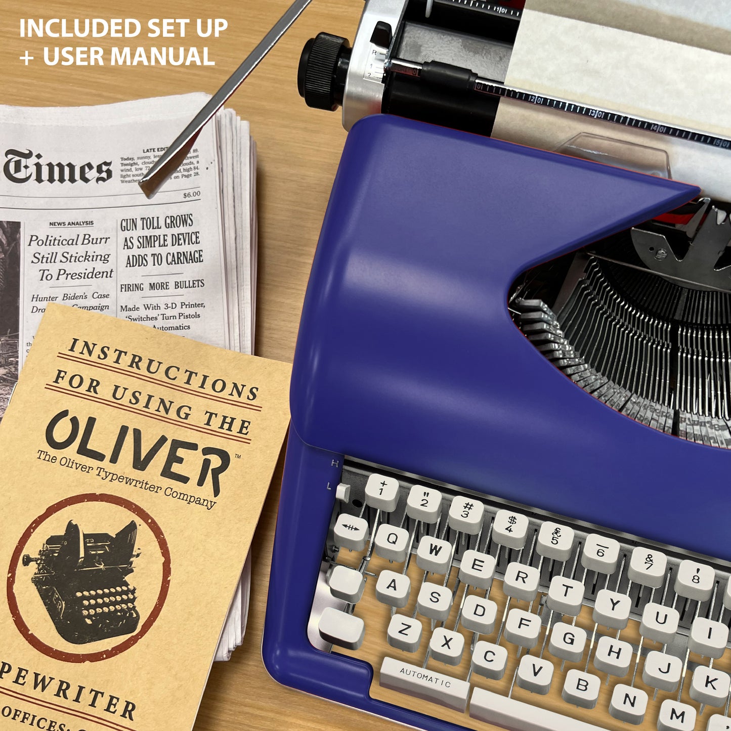 The Oliver Typewriter Company Timeless Manual Typewriter, Blue