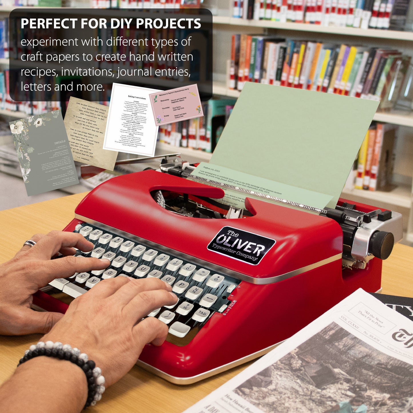 The Oliver Typewriter Company Timeless Manual Typewriter, Red