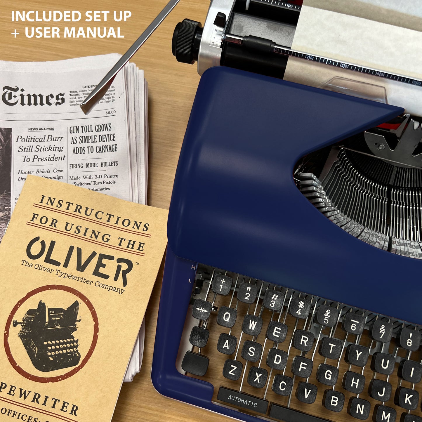 The Oliver Typewriter Company Legacy Manual Typewriter, Royal Blue