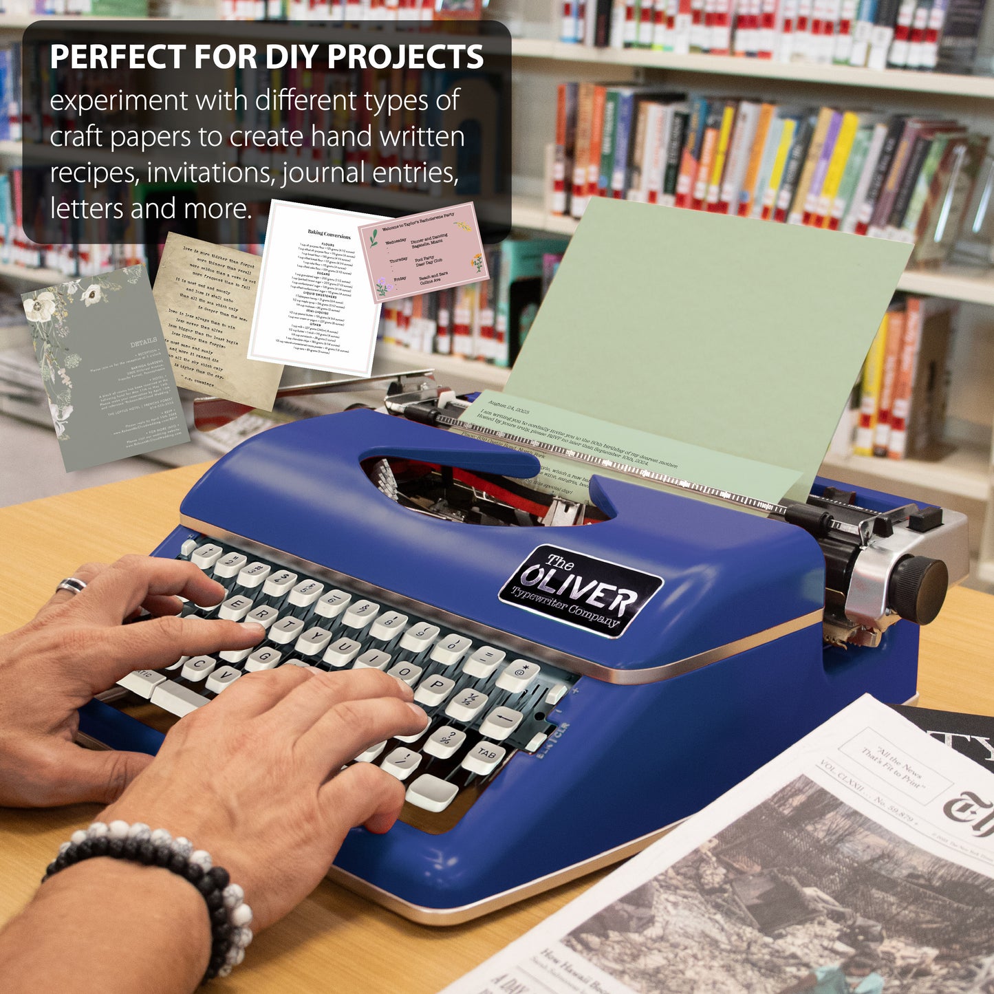 The Oliver Typewriter Company Timeless Manual Typewriter, Blue