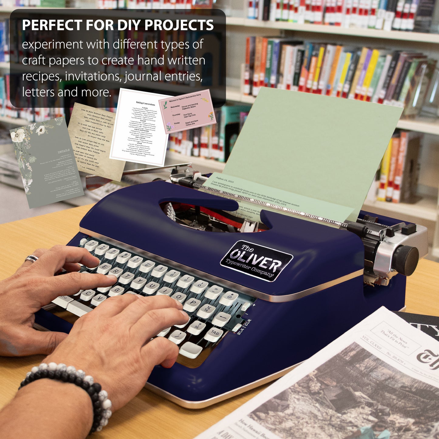 The Oliver Typewriter Company Timeless Manual Typewriter, Royal Blue