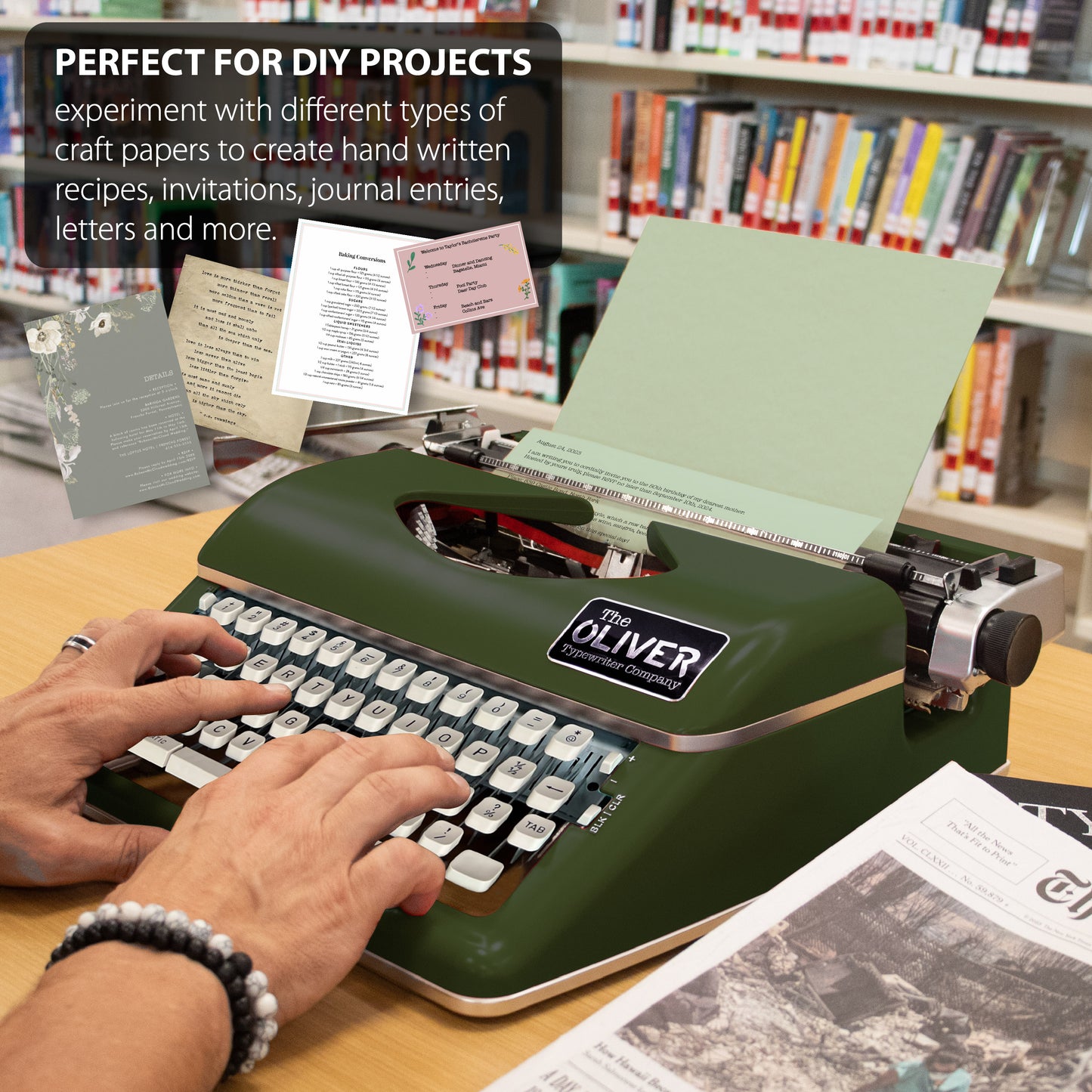 The Oliver Typewriter Company Timeless Manual Typewriter, Olive