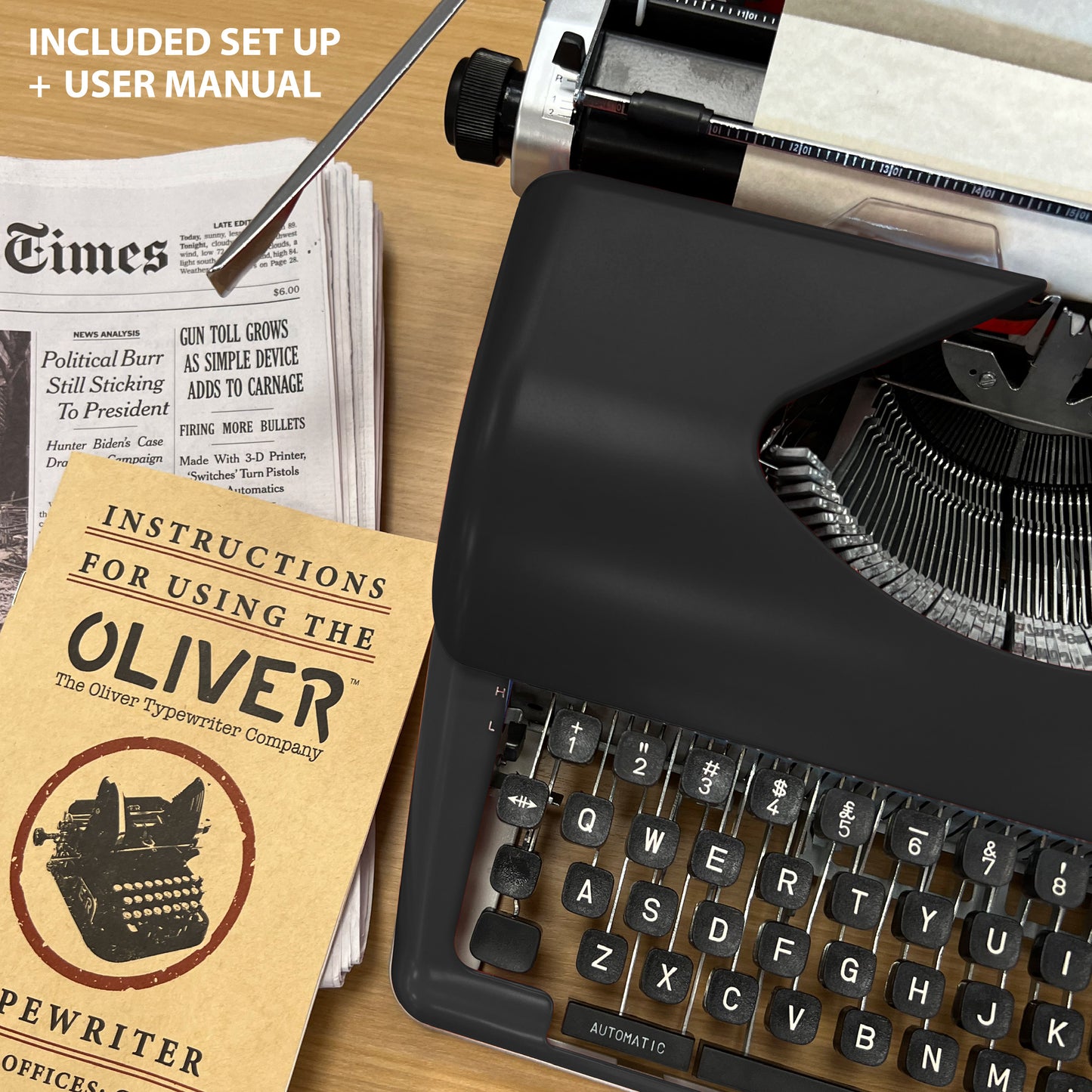 The Oliver Typewriter Company Legacy Manual Typewriter, Black