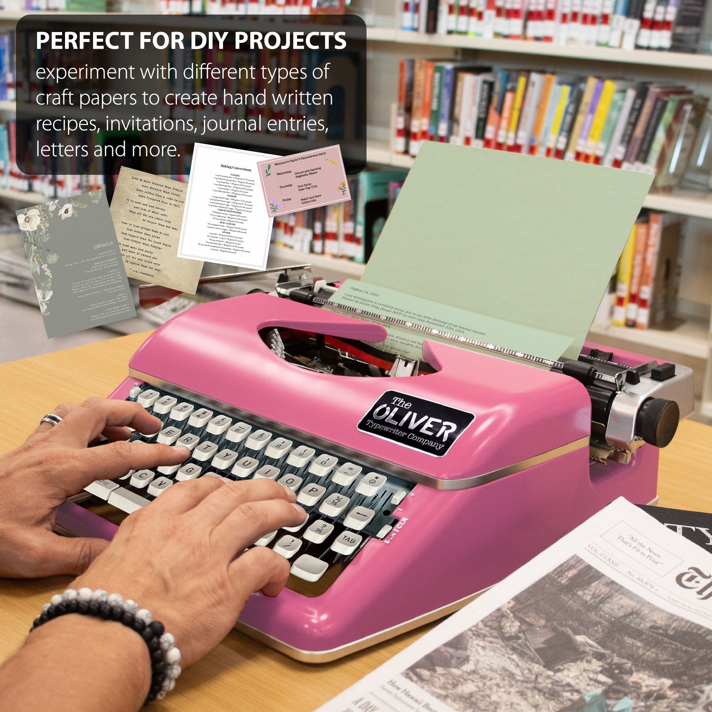 The Oliver Typewriter Company Timeless Manual Typewriter, Pink