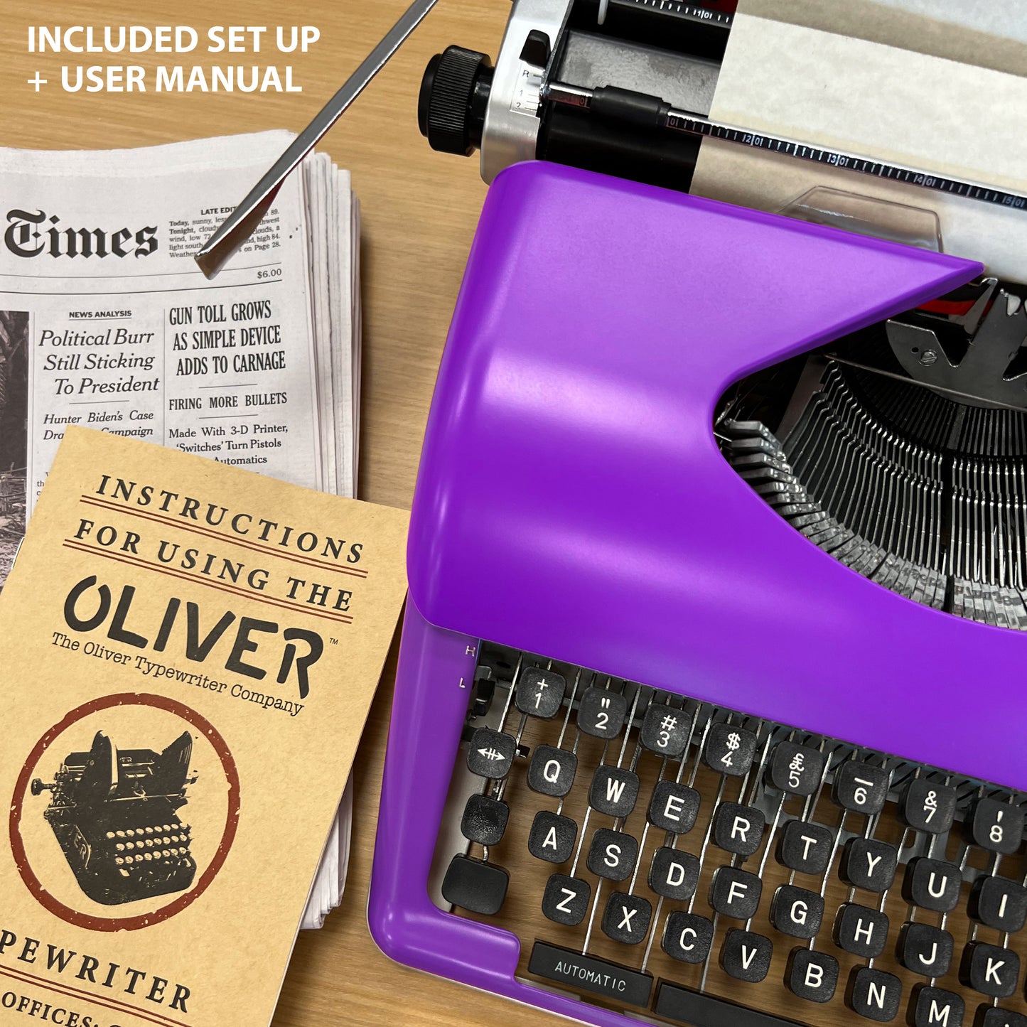 The Oliver Typewriter Company Legacy Manual Typewriter, Purple