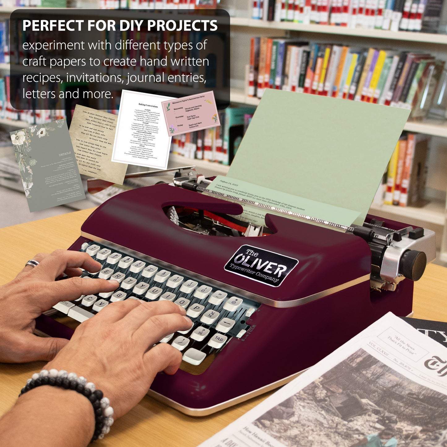 The Oliver Typewriter Company Timeless Manual Typewriter, Burgundy