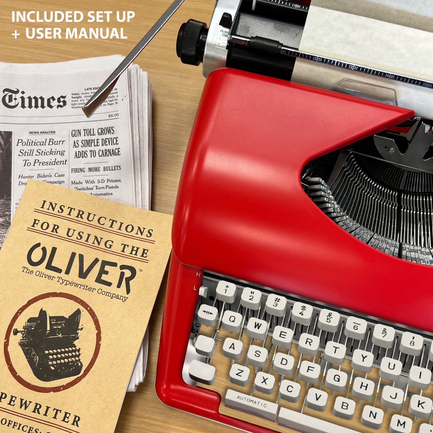The Oliver Typewriter Company Timeless Manual Typewriter, Red