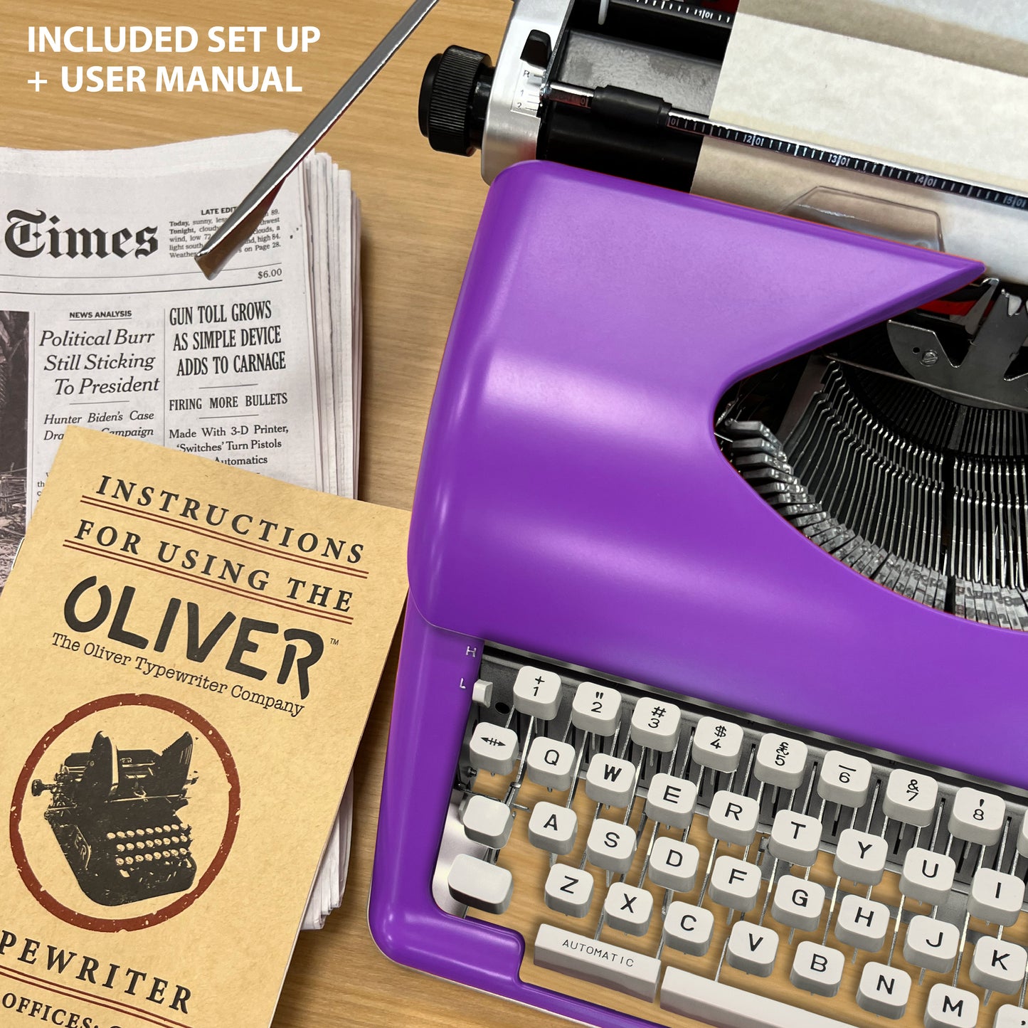 The Oliver Typewriter Company Timeless Manual Typewriter, Purple