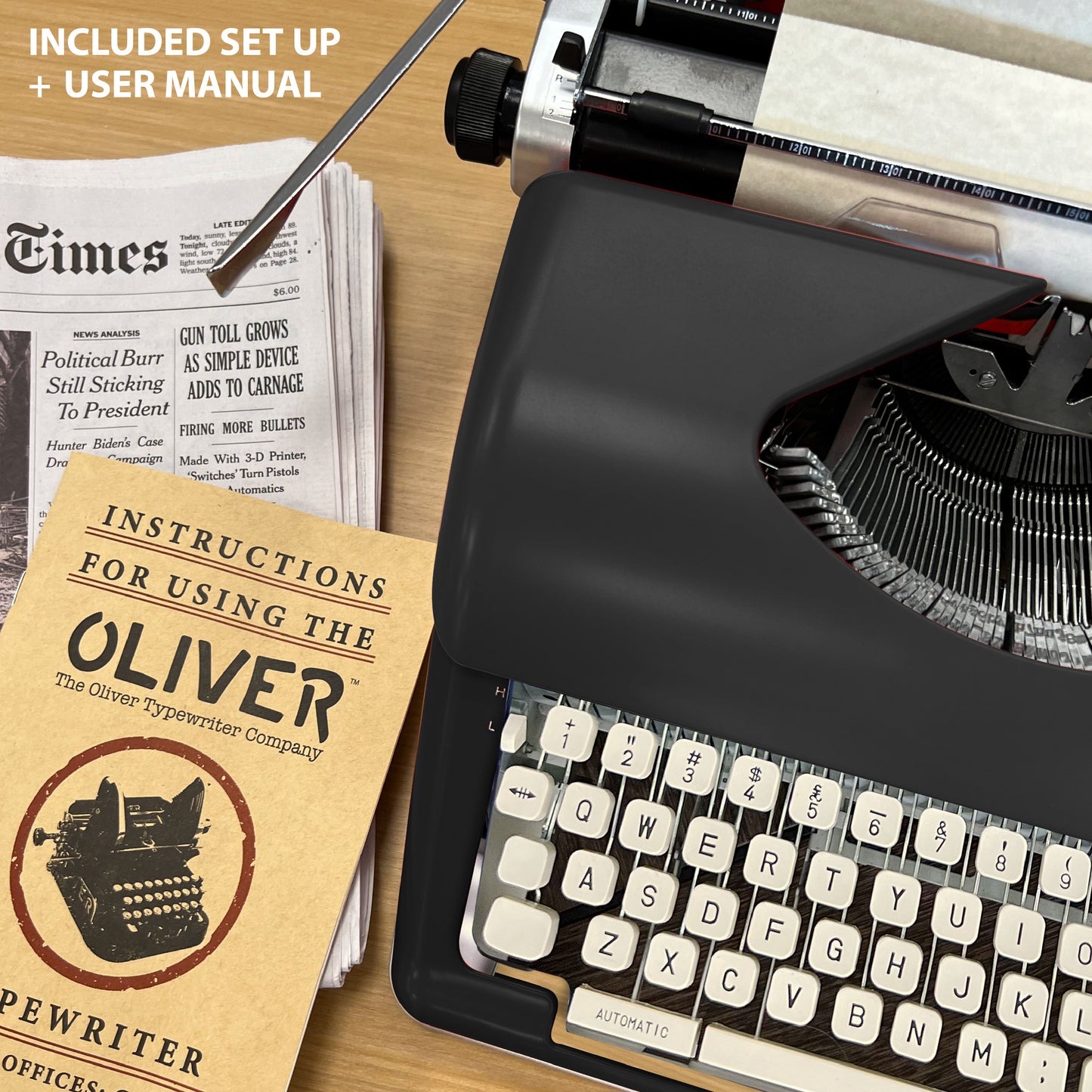 The Oliver Typewriter Company Timeless Manual Typewriter, Black